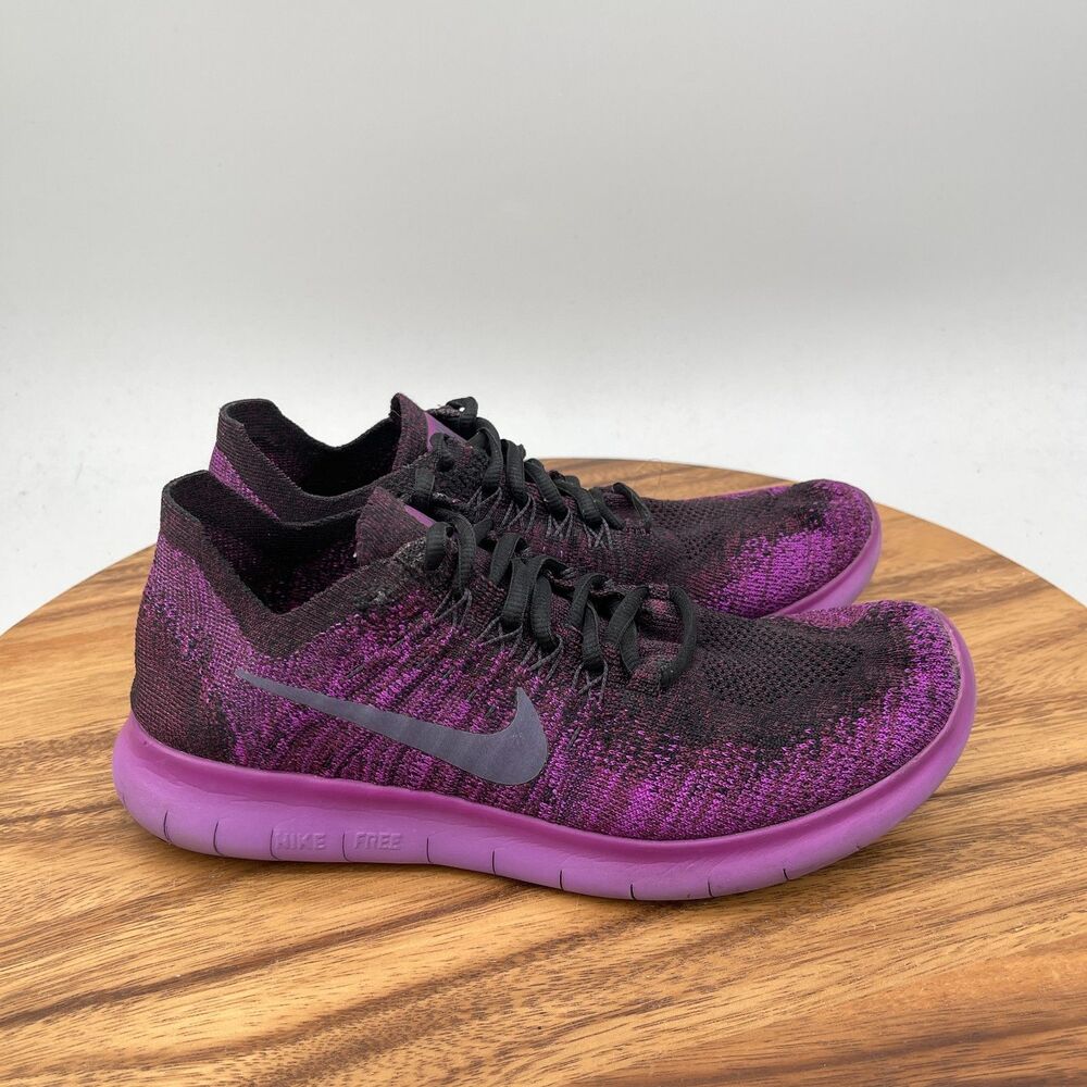Nike Free RN Flyknit Shoes Womens Size 8 Purple Running Comfort Walking Sneakers